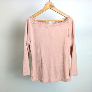 American Rag lace trim long sleeve dusty rose XL